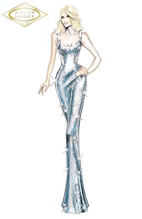 donatella versace vogue anniversary dress|Donatella Versace design sketches.